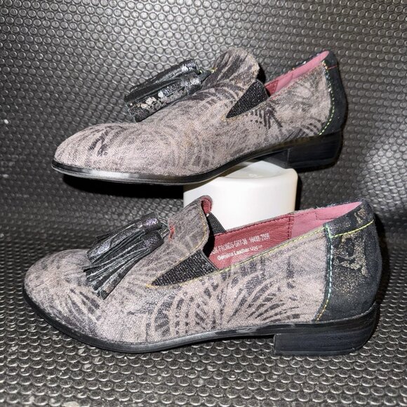 L'artiste by Spring Step Klasik Fronds Gray Metallic Tassel Loafers Womens 5.5-6 - Picture 1 of 8